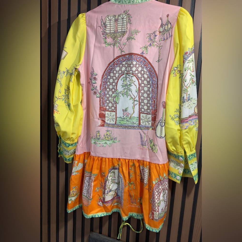 Colorful‎ Women's Dress with Yellow and Orange Accents Sz S - Picture 10 of 15